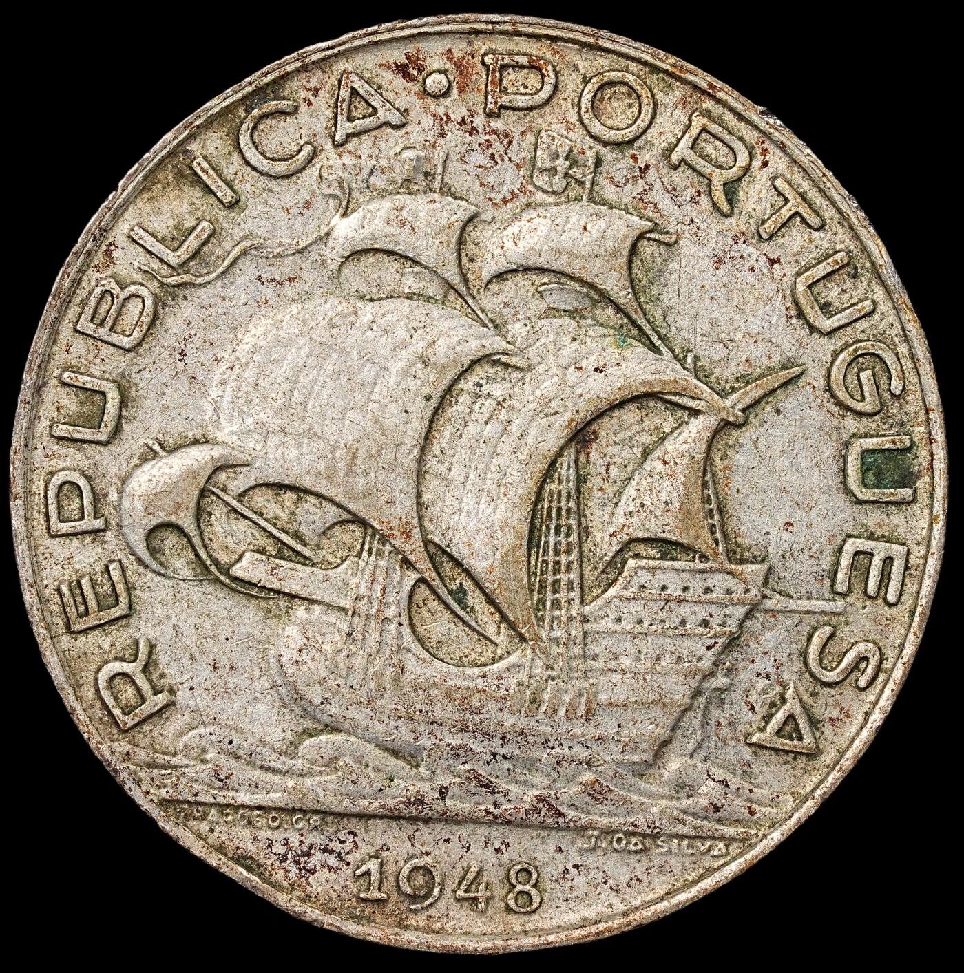 修遠堂世界钱币第八十八期 1948年葡萄牙5埃斯库多银币 6.70g，含银65%