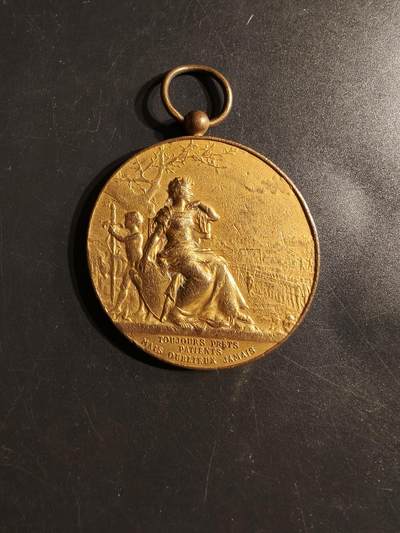 老王徽章第155期 - 法国体操和体育联合会镀金大尺寸奖章     直径46mm.   重量41.8g
