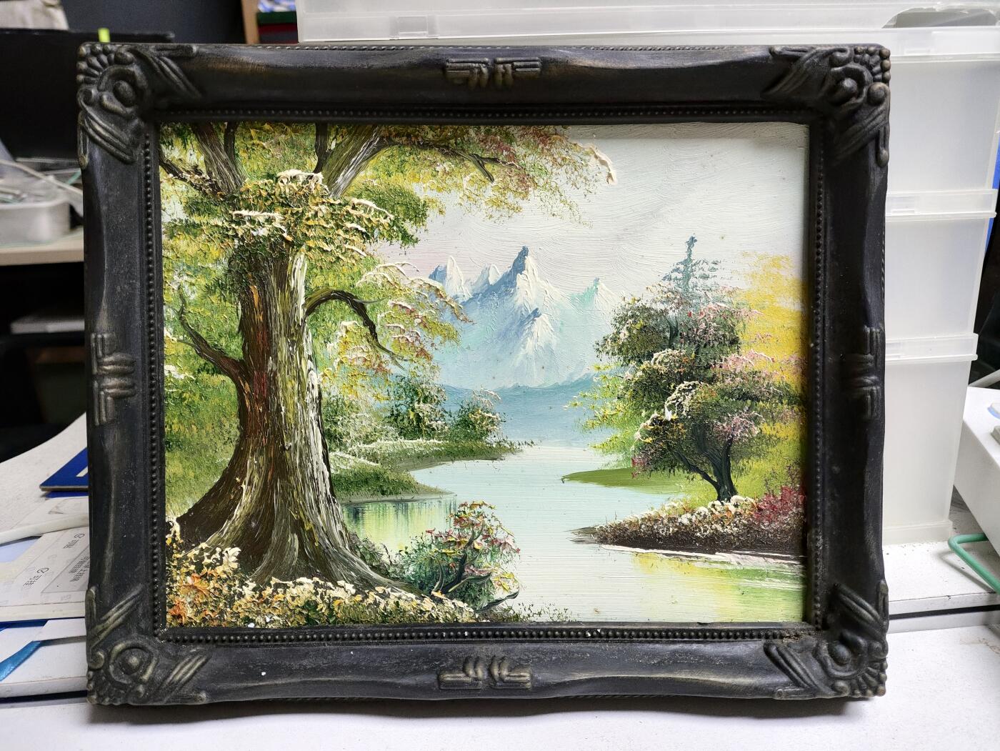爱淘收藏，清货 纯手绘木框欧洲古典风景油画