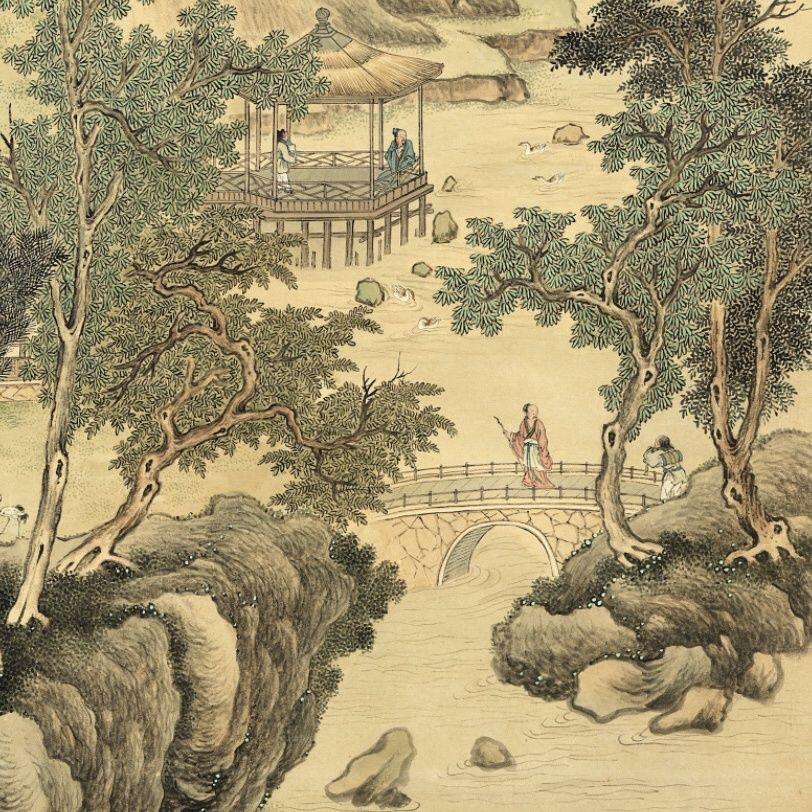名家名画（装饰画）专场 竹溪销夏图 清永瑢卷轴画