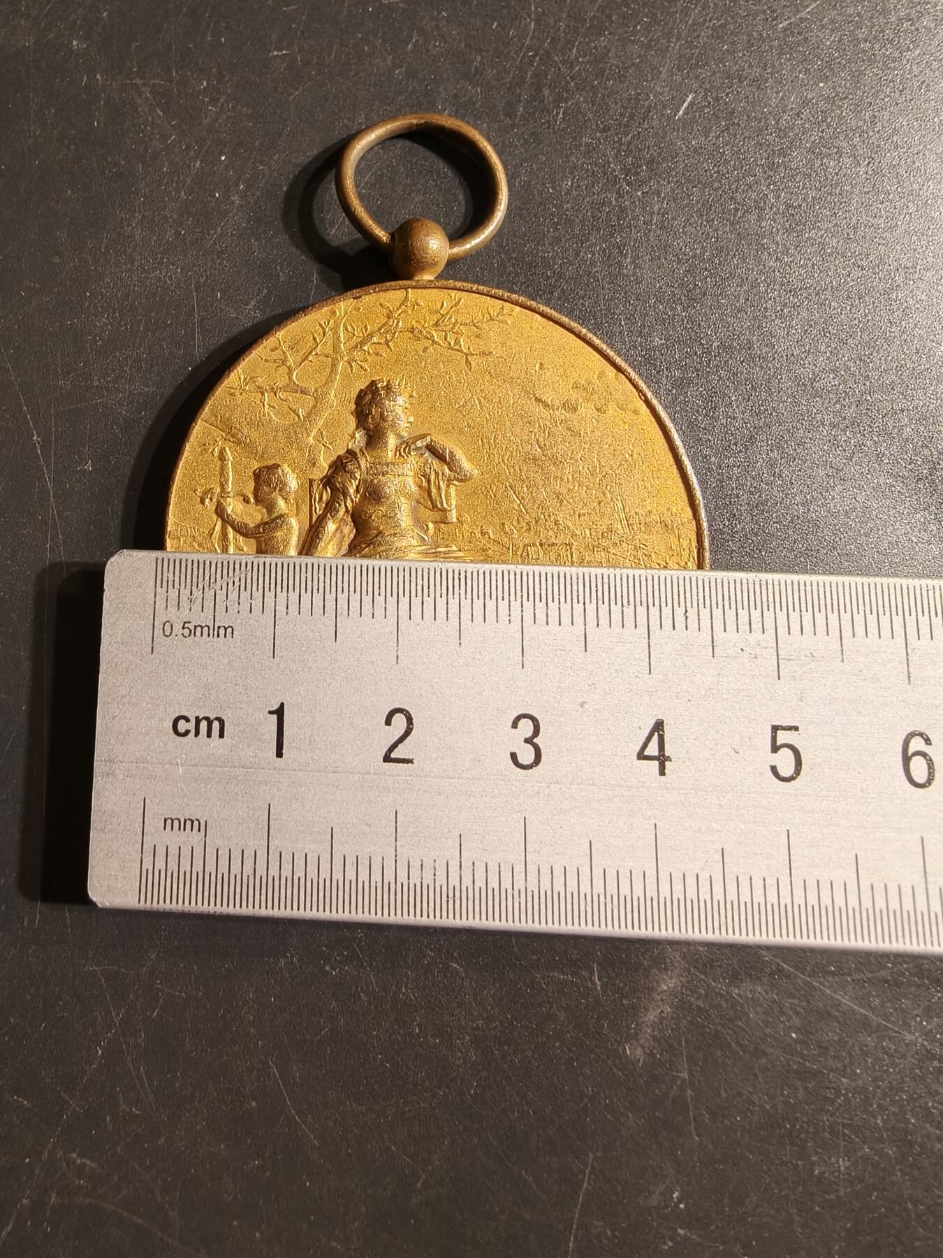老王徽章第155期 法国体操和体育联合会镀金大尺寸奖章     直径46mm.   重量41.8g
