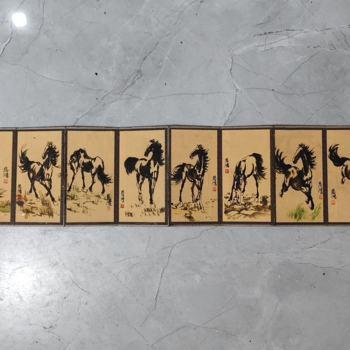 名家画册 仿古册页徐悲鸿马畫册 尺寸19.5*10mm画心80*19mm