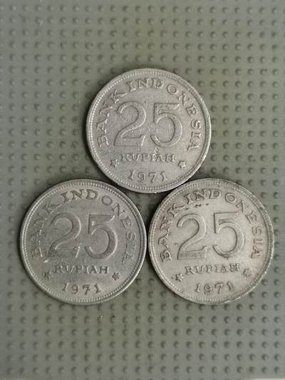 2025年第96场各国散币拍卖（总第96场） - 印度尼西亚1971年25卢比3枚