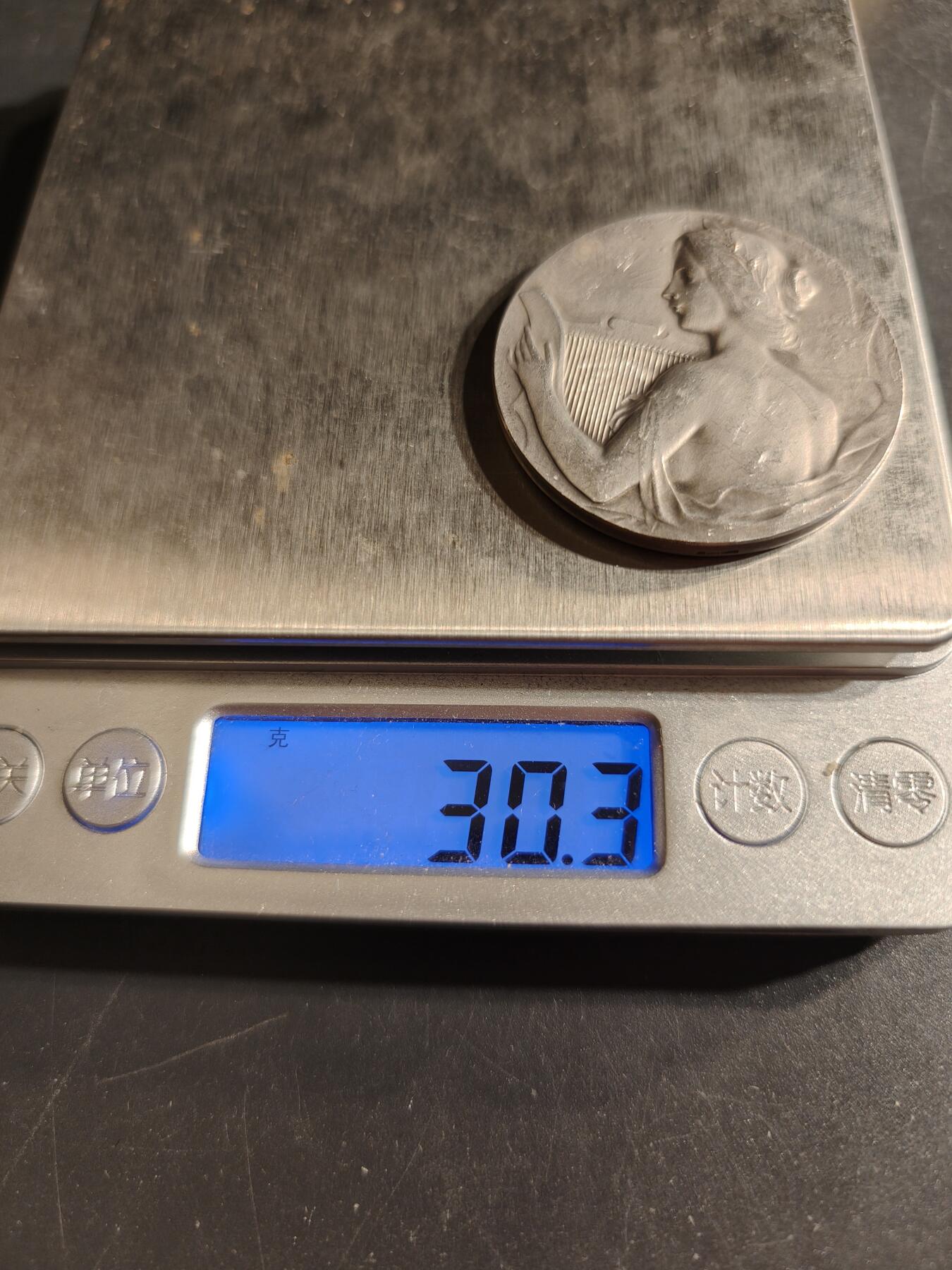 老王徽章第155期 法国音乐协会镀银大铜章    名家Rasumny 作品     直径40mm.   重量30.3g