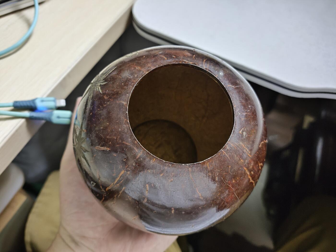 爱淘收藏，清货 海南旅游-90年代手工椰壳工艺品小罐