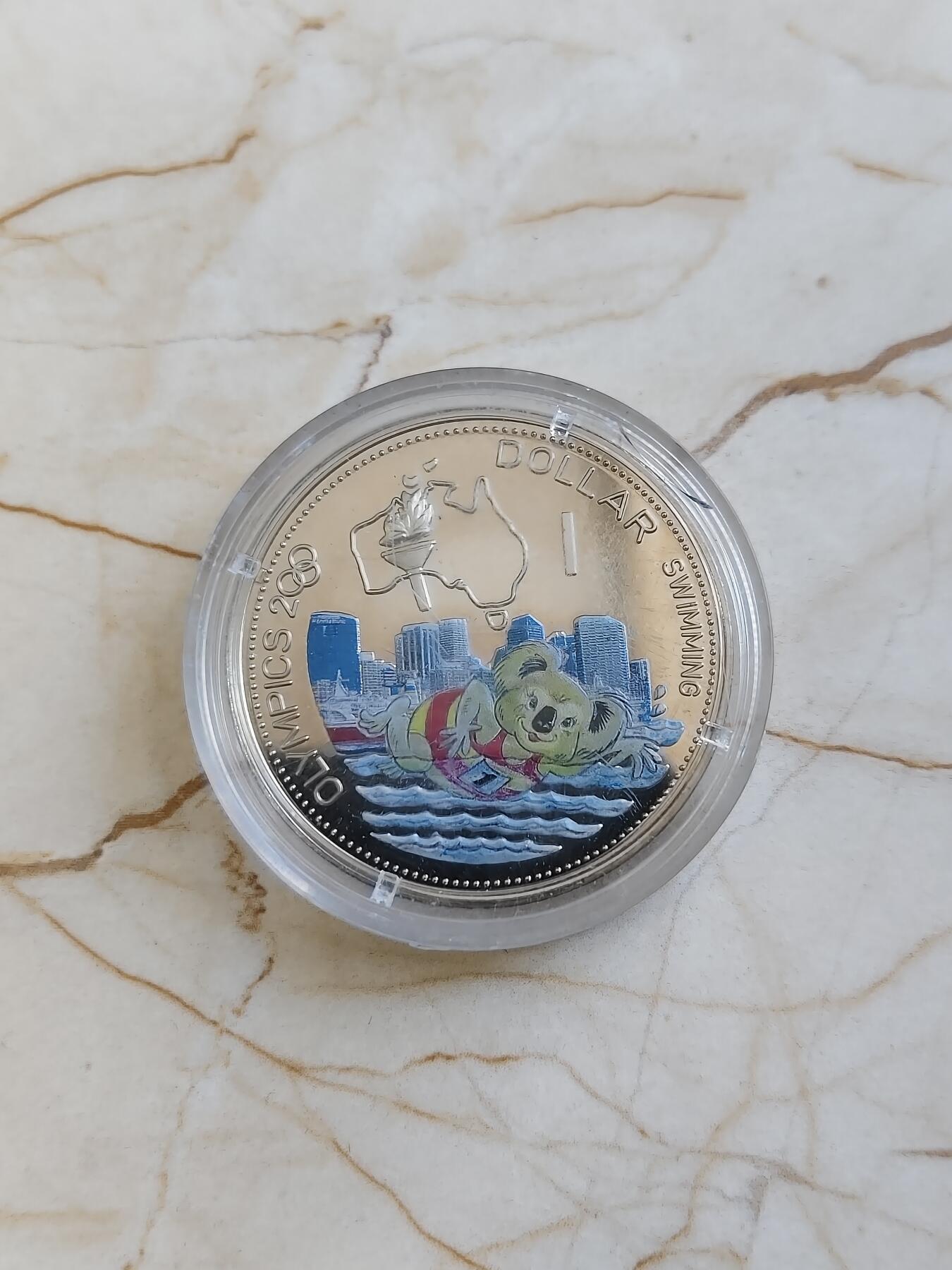 第177期拍卖【长期征集拍品】 所罗门2000年悉尼奥运会 火炬 考拉游泳1元彩色纪念币