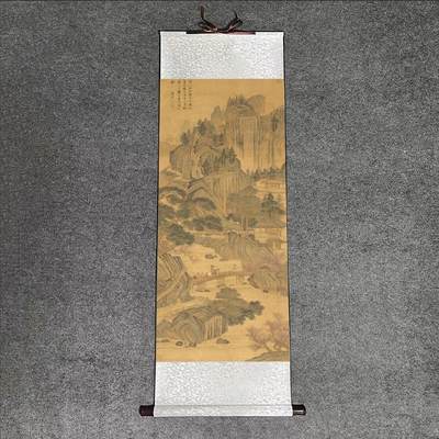 名家名画（装饰画）专场 - 唐寅春山骑游图 卷轴画