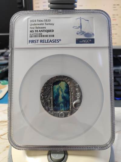 第178期拍卖【长期征集拍品】 -  帕劳2024年水下幻想美人鱼3盎司银币NGC-MS70分首无盒无证书，999银，发行777枚，评级盒有个碎口，原价2980