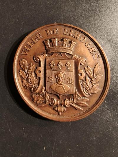 老王徽章第155期 - 法国1886年奥尔良工业展览会大铜章     直径50mm.   重量60.5g