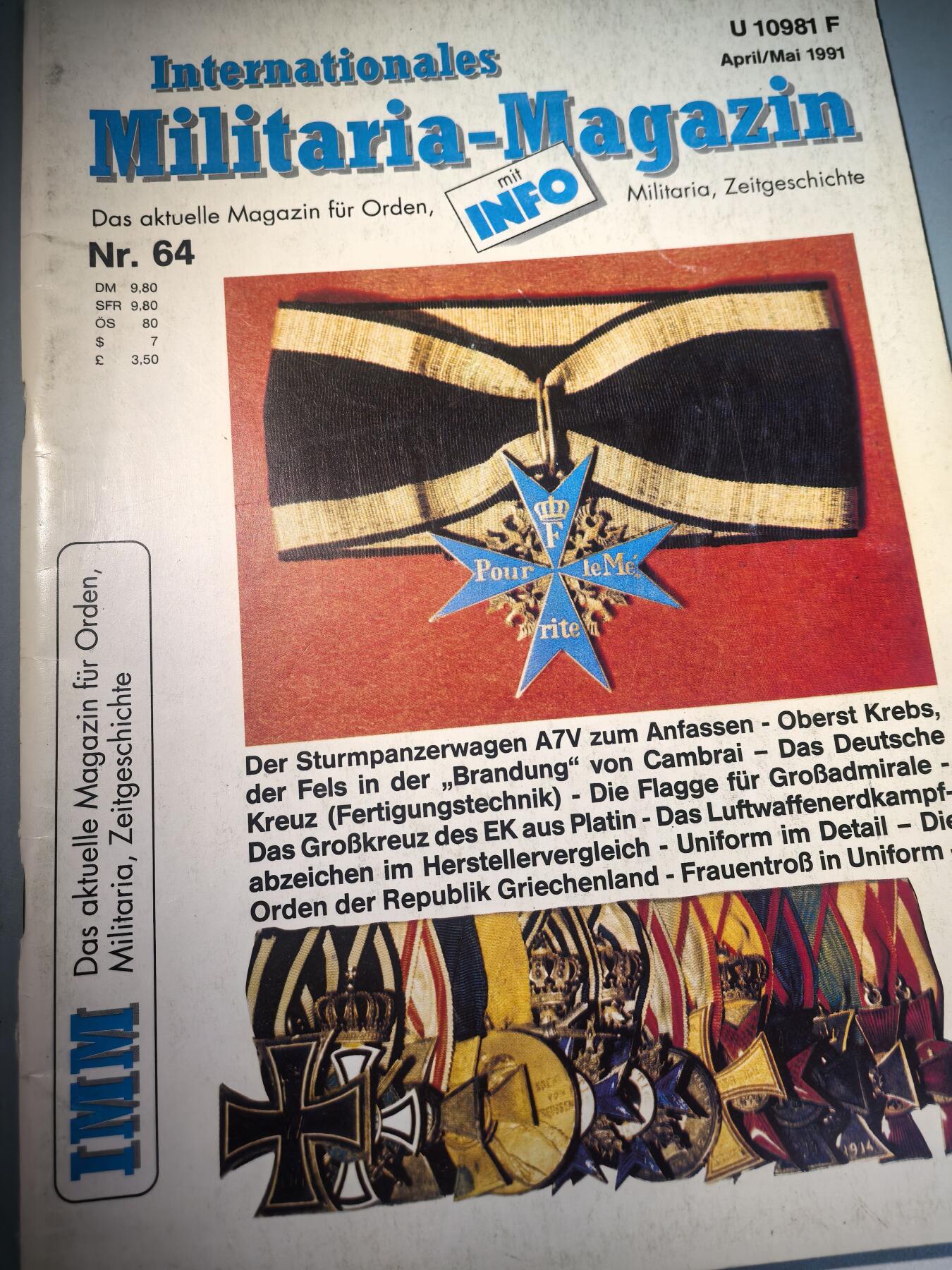 盛世勋华——号角文化勋章邮票专场拍卖第283期 德国出版 Militaria-Magazin杂志 1991年4/5月刊总第64期 58页