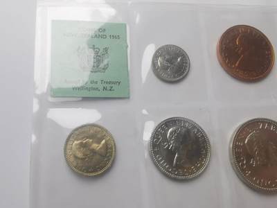 巨藏钱币第四期10月13号20点开拍 新西兰1965年硬币7枚套原封