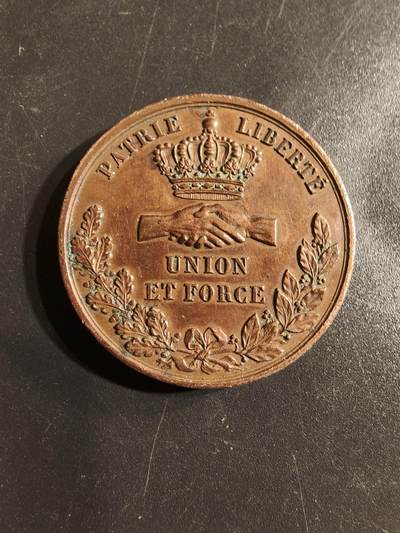 老王徽章第155期 - 法国南特1830年国庆节大铜章     早期光边     直径32mm.    重量19.7g