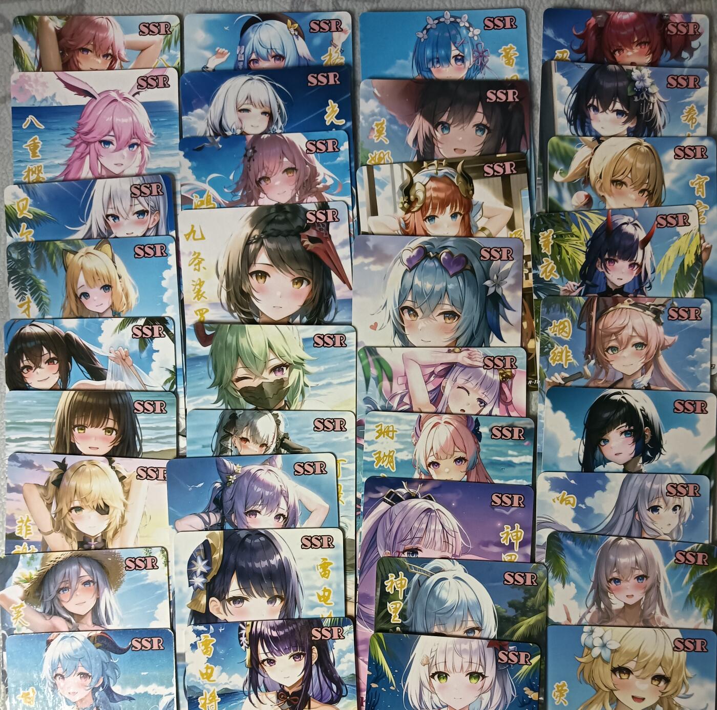 花开卡拍第42期（10月12号周日截拍，品控勿拍!!!拍品不寄存，运费5元，自制卡难免瑕疵，可能存在轻微撞角爆边等出厂瑕疵，品控介意勿拍！） 粉黛佳人 SSR卡32张
