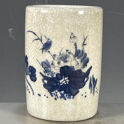 杂相专场（6） - 青花花鸟笔筒
