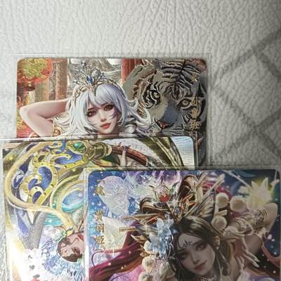 花开卡拍第42期（10月12号周日截拍，品控勿拍!!!拍品不寄存，运费5元，自制卡难免瑕疵，可能存在轻微撞角爆边等出厂瑕疵，品控介意勿拍！） - 卡玩帕克 三国姬二十三弹：贾诩姬、周仓姬、孙鲁班粗闪一组 3张