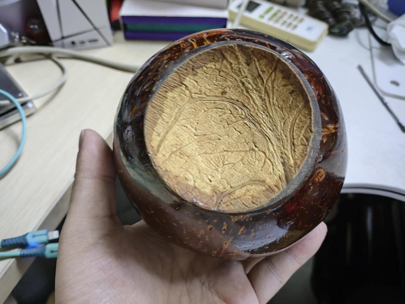 爱淘收藏，清货 海南旅游-90年代手工椰壳工艺品小罐
