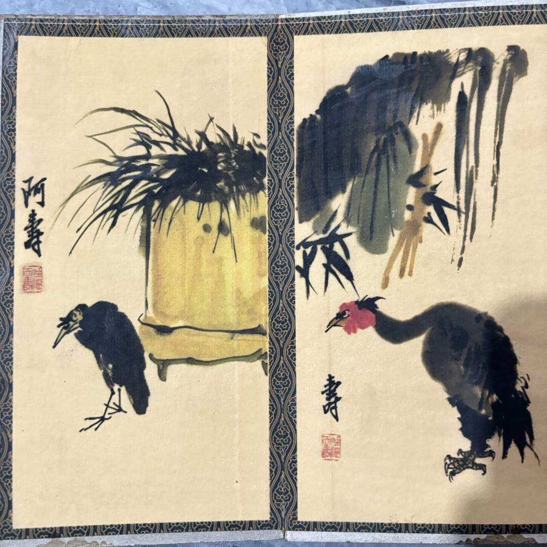 名家画册 仿古册叶《潘天寿花鸟书册》,尺寸:10/19 mm