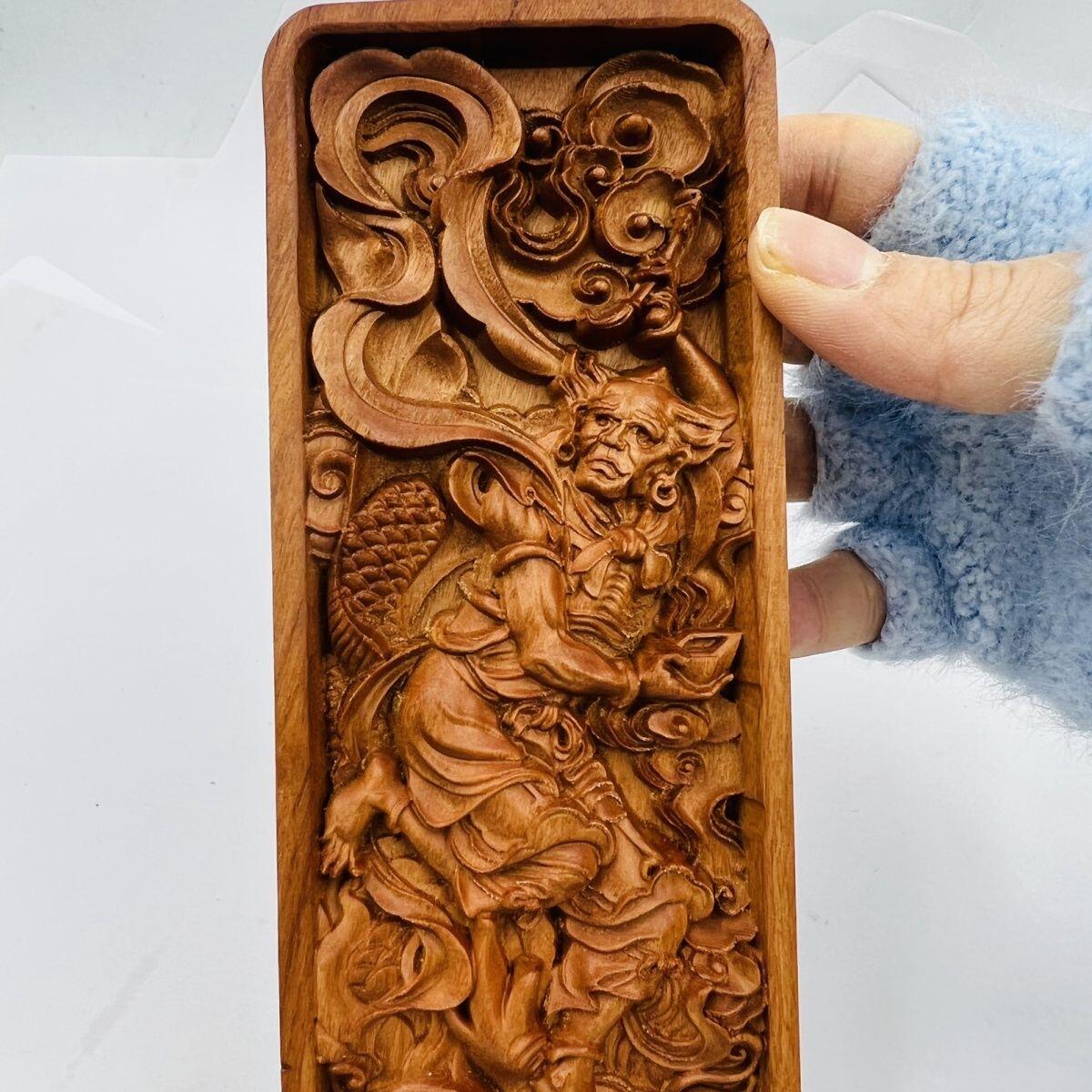 听雨轩 杂相专场（1） 龙虎山雷击枣木魁星点斗镇尺 手工令牌5*2*18cm