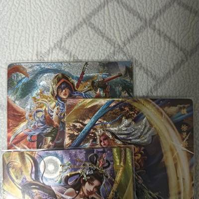 花开卡拍第42期（10月12号周日截拍，品控勿拍!!!拍品不寄存，运费5元，自制卡难免瑕疵，可能存在轻微撞角爆边等出厂瑕疵，品控介意勿拍！） - 卡玩帕克 三国姬第九弹：马谡姬、徐晃姬、凌统姬粗闪一组 3张