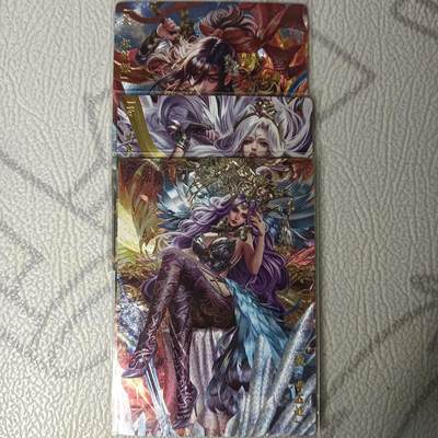 花开卡拍第42期（10月12号周日截拍，品控勿拍!!!拍品不寄存，运费5元，自制卡难免瑕疵，可能存在轻微撞角爆边等出厂瑕疵，品控介意勿拍！） - 卡玩帕克 三国姬十九弹：曹丕姬、马良姬、祖茂姬粗闪一组 3张