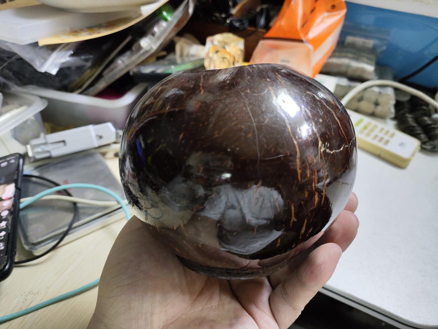 爱淘收藏，清货 海南旅游-90年代手工椰壳工艺品小罐