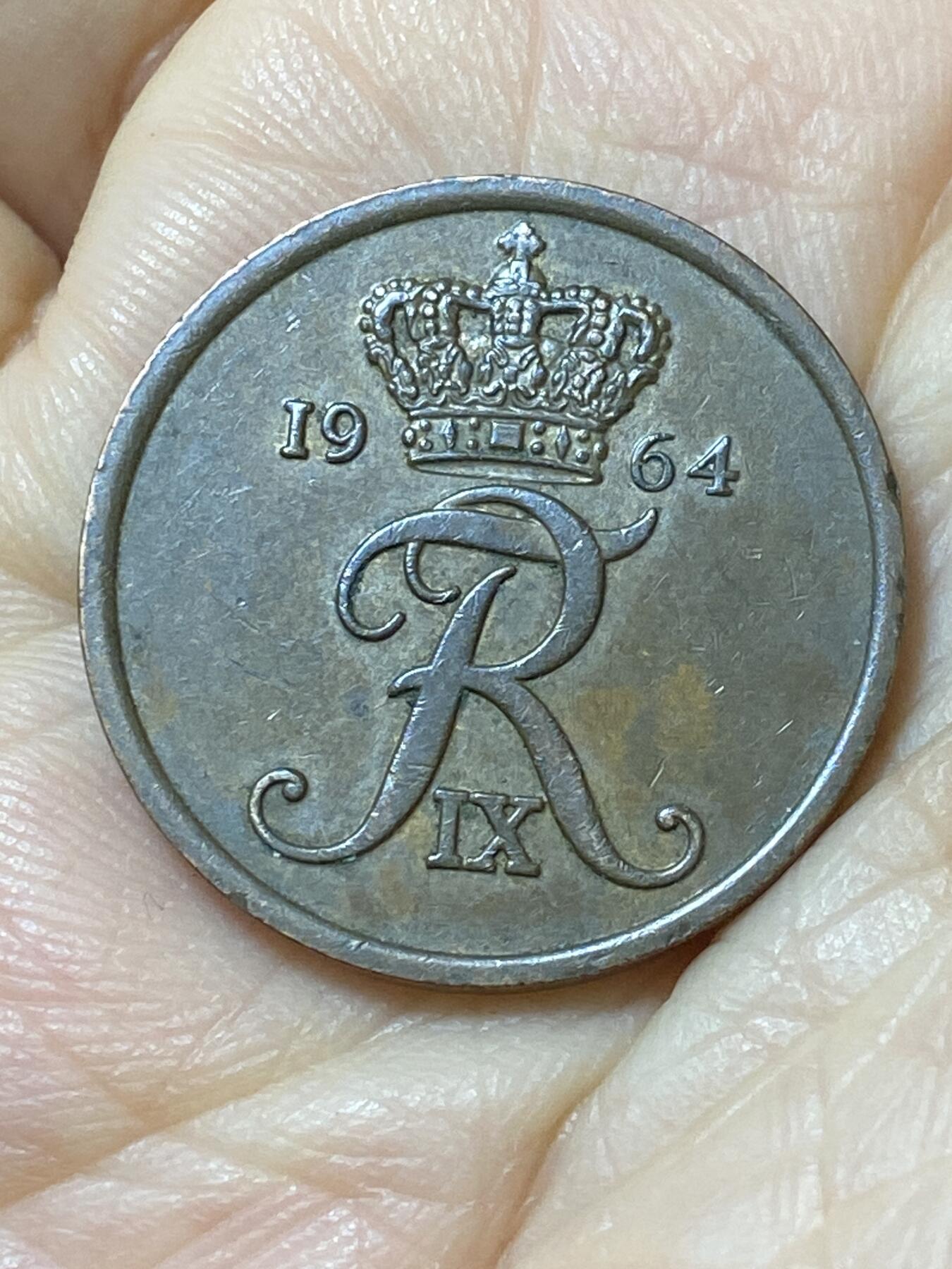 2025年第一百零八场(总第一百三十四场）外国好品散币(免佣金) 丹麦🇩🇰1964年5欧尔(弗雷德里克九世时期，C; S版)
