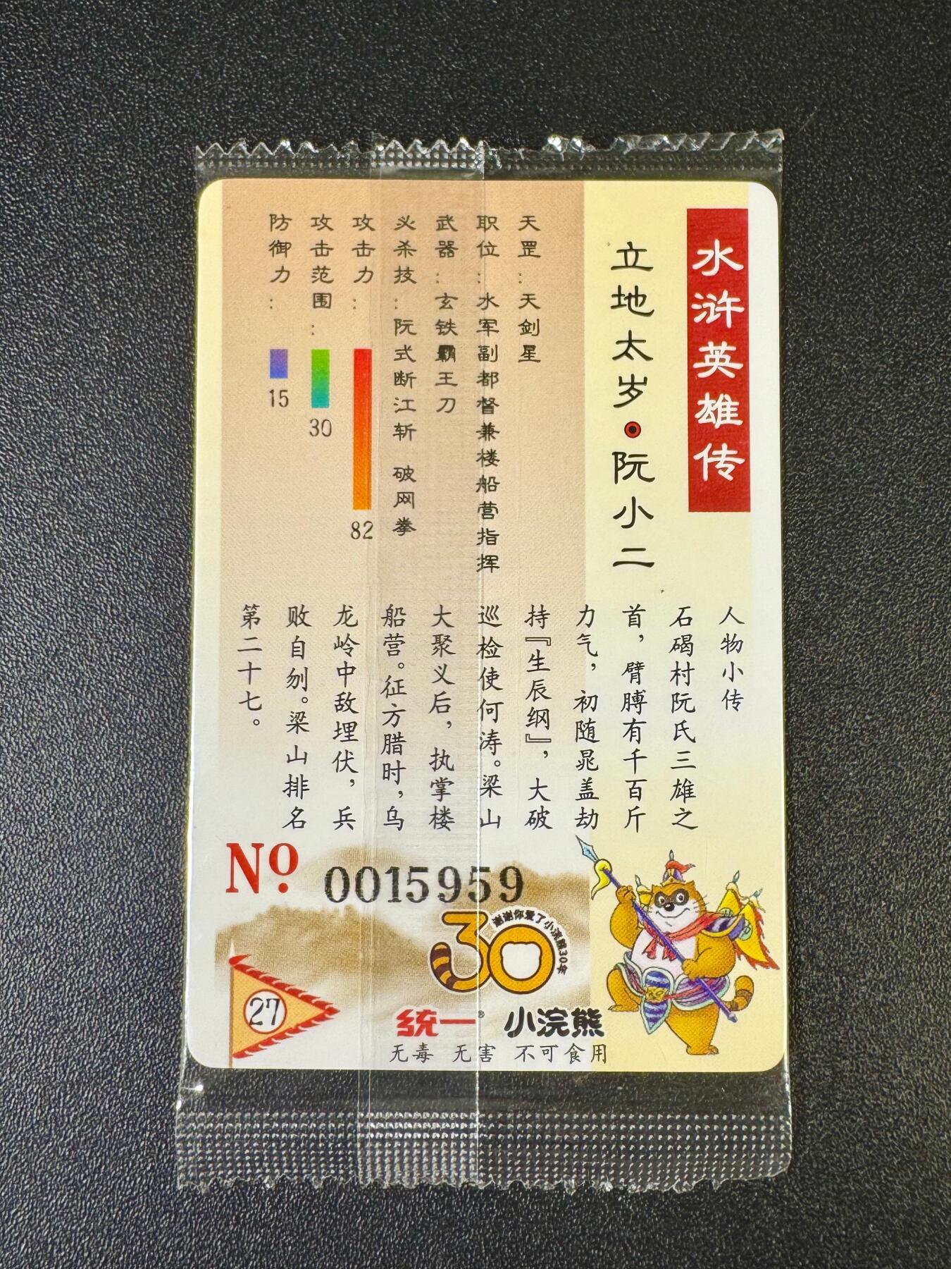 NO.12 好又多金牌大场，金戈铁马+美女如云，每周一站式配齐，方便凑单！（周6晚6点半截拍，卖家送拍0抽成！） 小浣熊30周年 阮小二15959 大编卡正面带印记 介意勿拍无售后