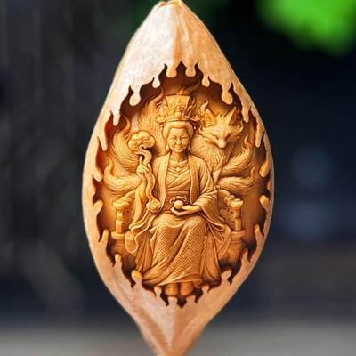 听雨轩核雕 竹木器专场（2） - 橄榄核雕 2.0胡太奶 单粒