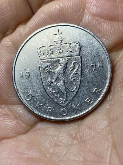 2025年第一百零八场(总第一百三十四场）外国好品散币(免佣金) - 挪威🇳🇴1978年5克朗(奥拉夫五世时期第二套)