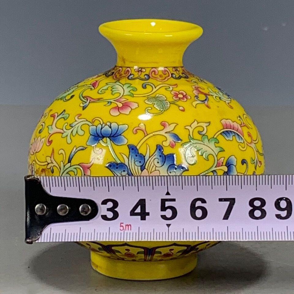 听雨轩 古玩陶瓷 黄釉色精品花瓶