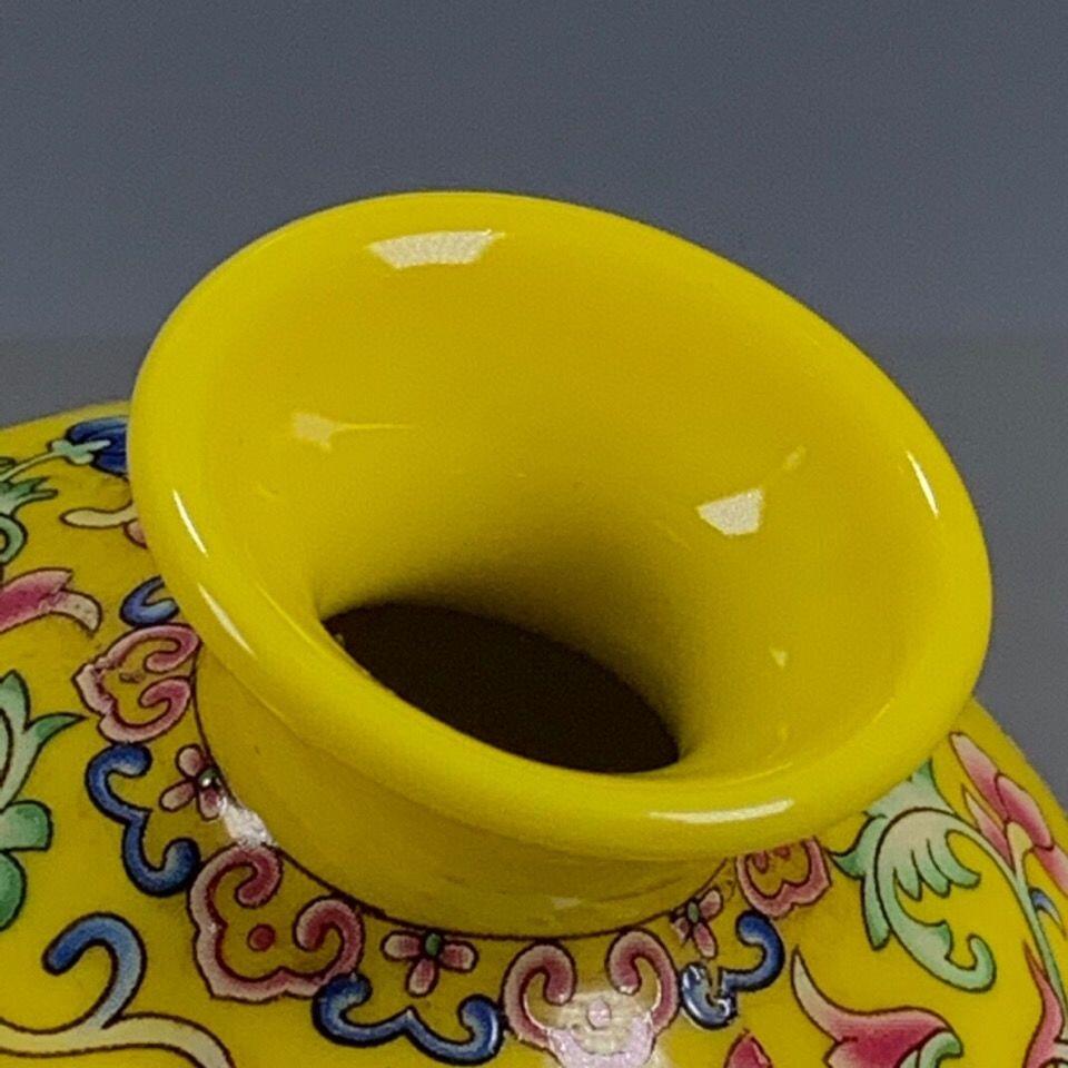 听雨轩 古玩陶瓷 黄釉色精品花瓶