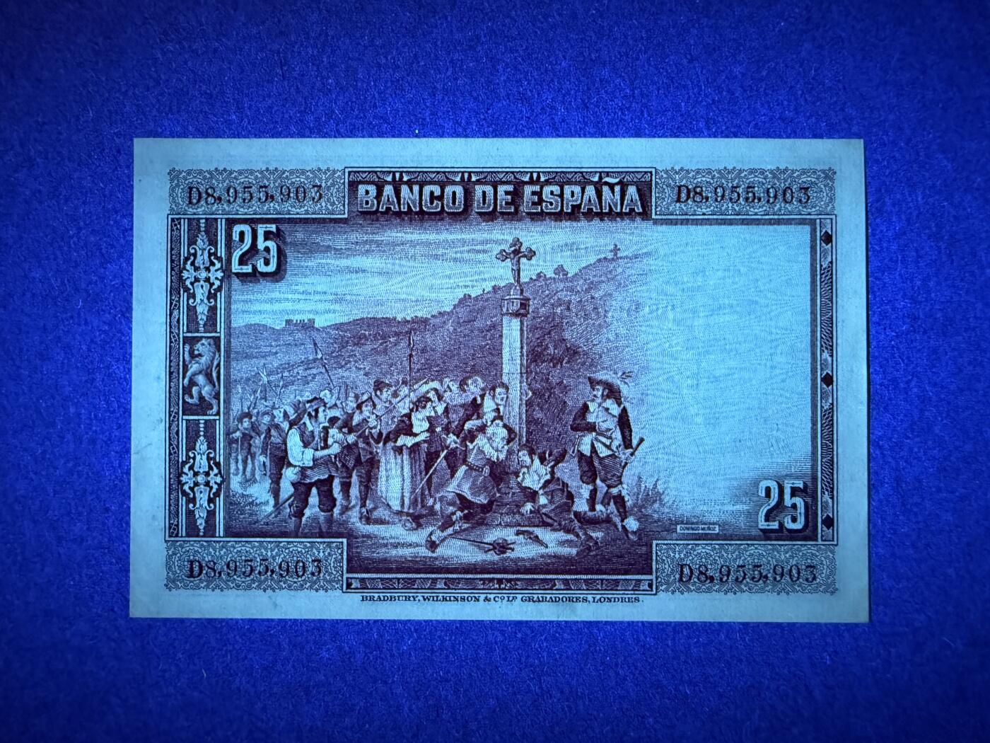 《艾美收藏》第215期-10.12周日外币畅拍 西班牙25比塞塔 UNC 1928年 无47