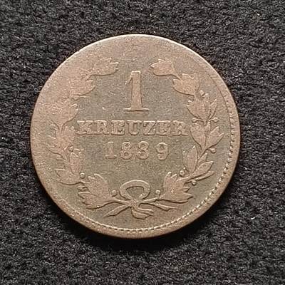 【全场包邮】纯粹捡漏拍468场 - 德国巴登1839年1克鲁泽铜币