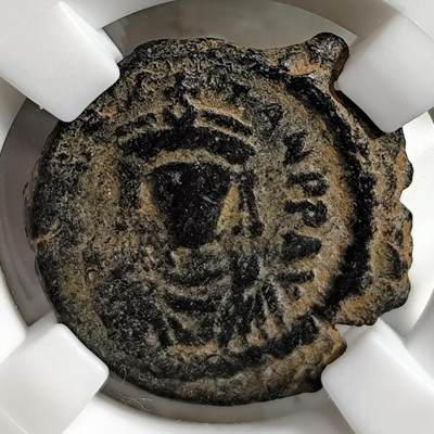 希腊罗马丝路打制币化石【中外钱币放漏】专场！陆小鱼的钱币仓，限时拍卖第080场 - 拜占庭 提比略二世铜币/面值X与十字