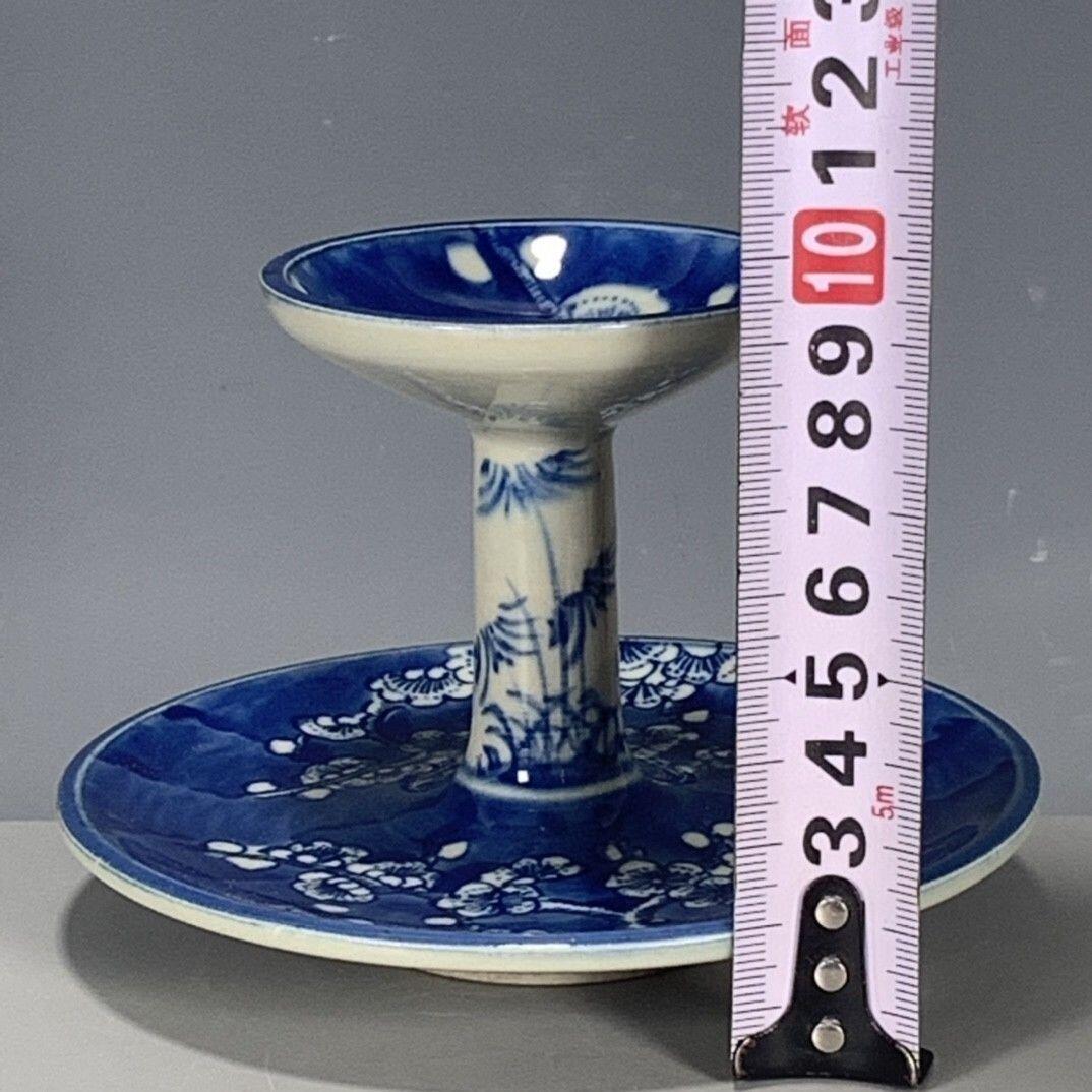 听雨轩 古玩陶瓷 青花冰梅烛台