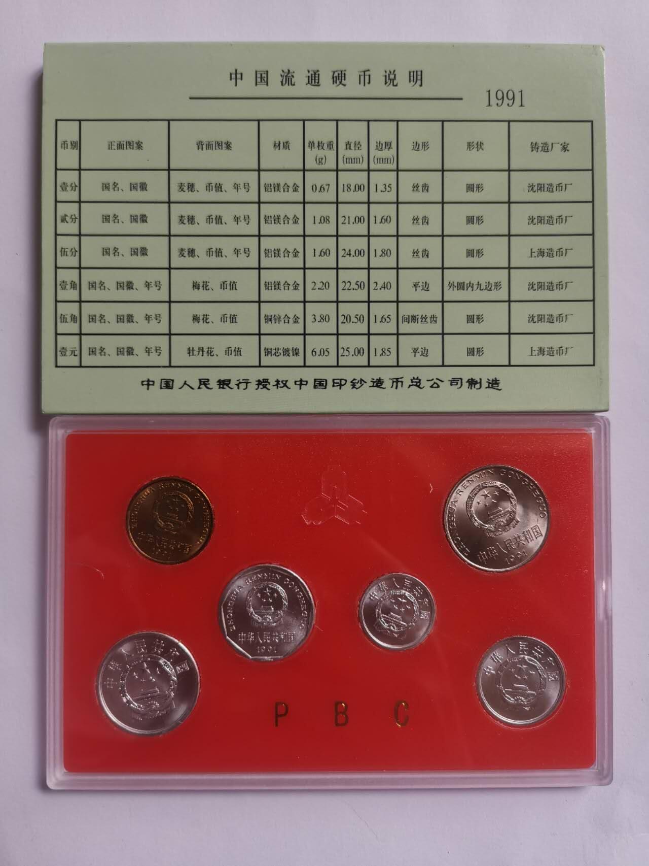 巨藏钱币第四期10月13号20点开拍 1991年老三花套币原盒一套