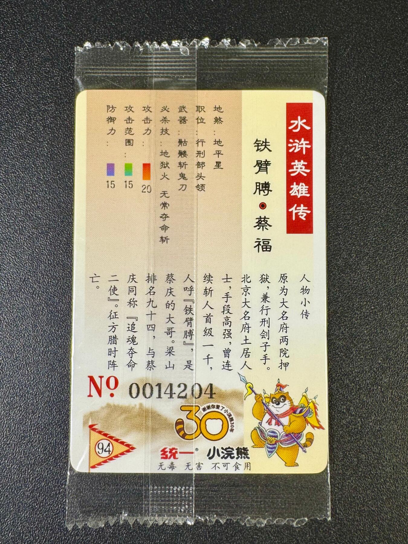 NO.12 好又多金牌大场，金戈铁马+美女如云，每周一站式配齐，方便凑单！（周6晚6点半截拍，卖家送拍0抽成！） 小浣熊30周年 蔡福14204 大编卡小瑕疵 介意勿拍无售后