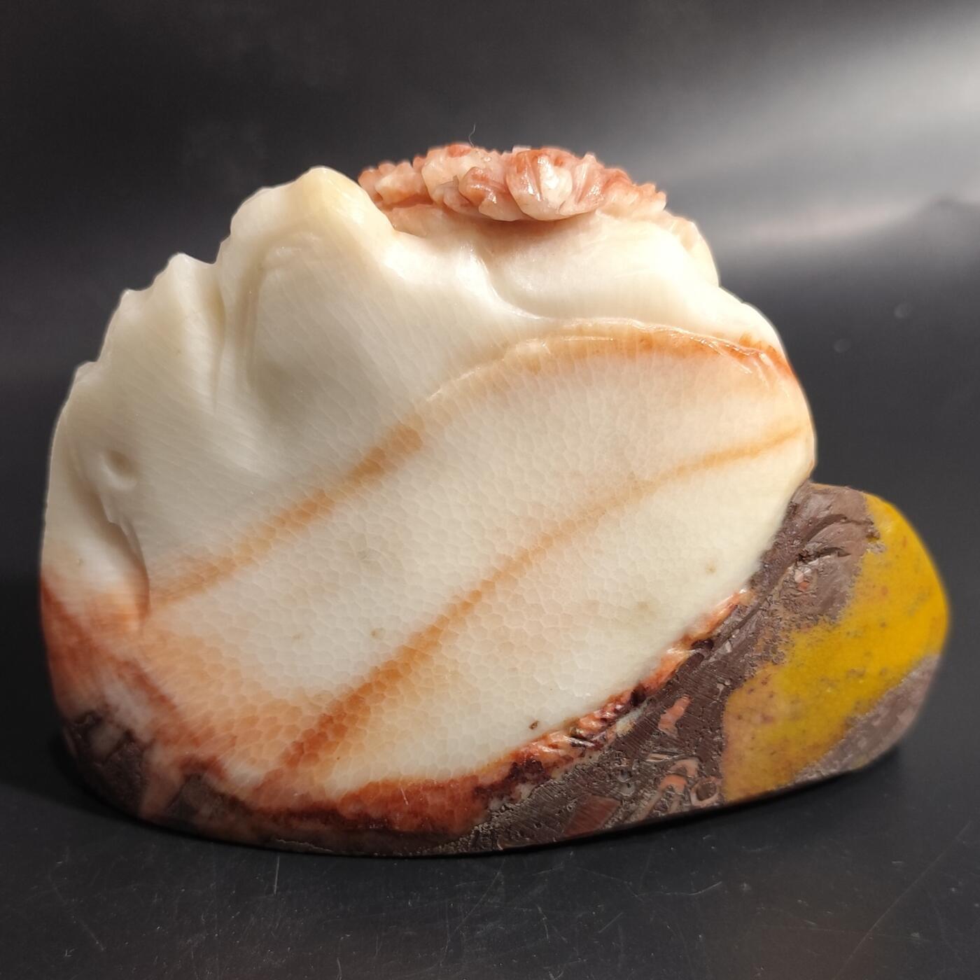 希腊罗马丝路打制币化石【中外钱币放漏】专场！陆小鱼的钱币仓，限时拍卖第080场 全玉化珊瑚化石雕刻摆件 手工雕刻 巧雕色彩的变化搭配 由4.5亿年前奥陶纪时期的珊瑚化石雕刻而成 1243g