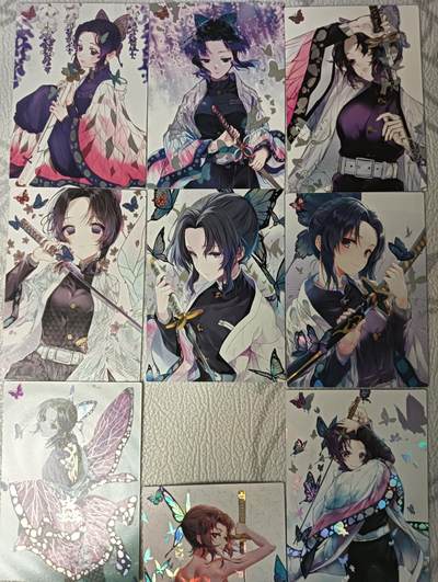花开卡拍第42期（10月12号周日截拍，品控勿拍!!!拍品不寄存，运费5元，自制卡难免瑕疵，可能存在轻微撞角爆边等出厂瑕疵，品控介意勿拍！） - 奇点 蝴蝶忍套卡9张 卡背九拼 彩闪