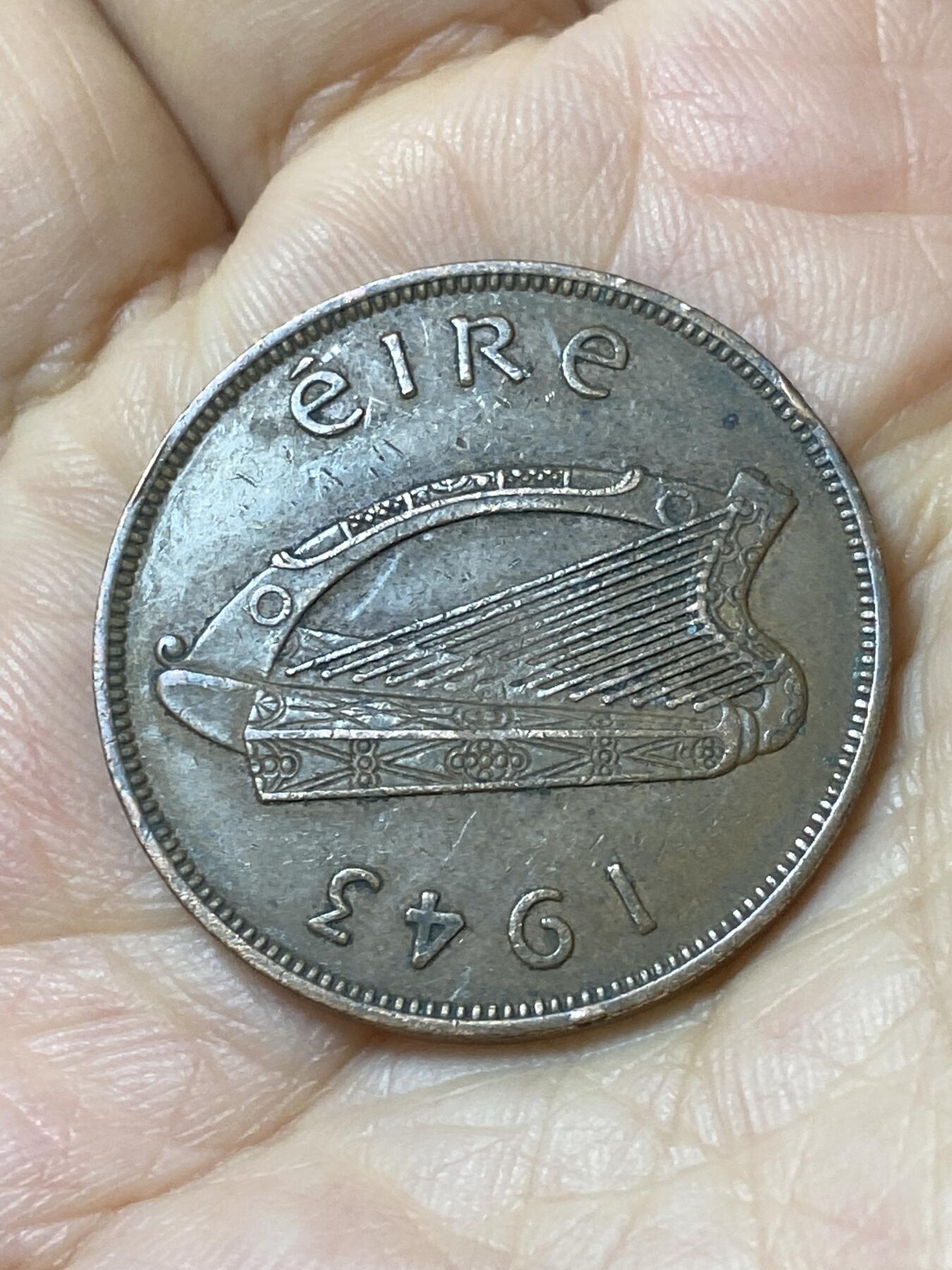 2025年第一百零八场(总第一百三十四场）外国好品散币(免佣金) 爱尔兰🇮🇪1943年1便士(共和国时期第一套，早期年份)