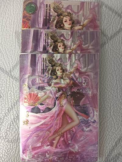 花开卡拍第42期（10月12号周日截拍，品控勿拍!!!拍品不寄存，运费5元，自制卡难免瑕疵，可能存在轻微撞角爆边等出厂瑕疵，品控介意勿拍！） - 卡玩帕克，百花谱，貂蝉，粗闪三张