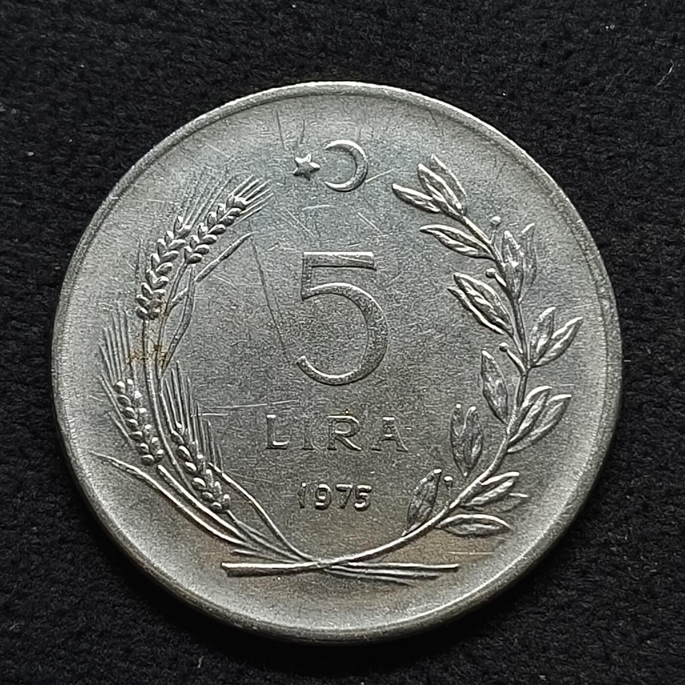 【全场包邮】纯粹捡漏拍468场 土耳其1976年凯末尔将军5里拉
