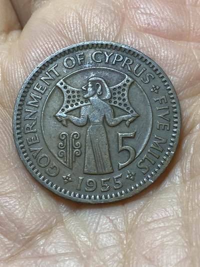 2025年第一百零八场(总第一百三十四场）外国好品散币(免佣金) - 英属塞浦路斯1955年5米尔(伊丽莎白二世青年带冠，首发年仅发行2年)
