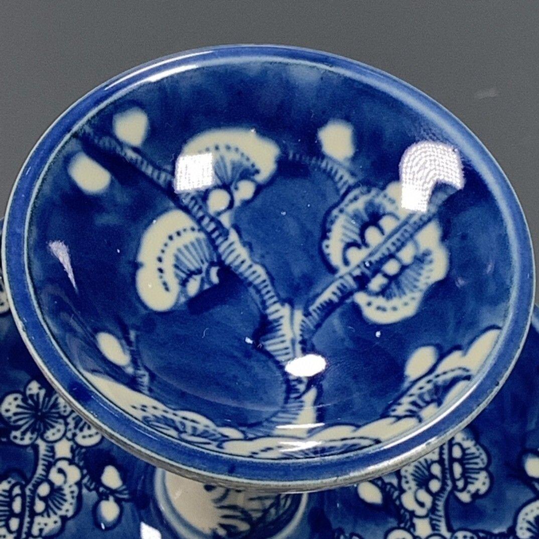 听雨轩 古玩陶瓷 青花冰梅烛台