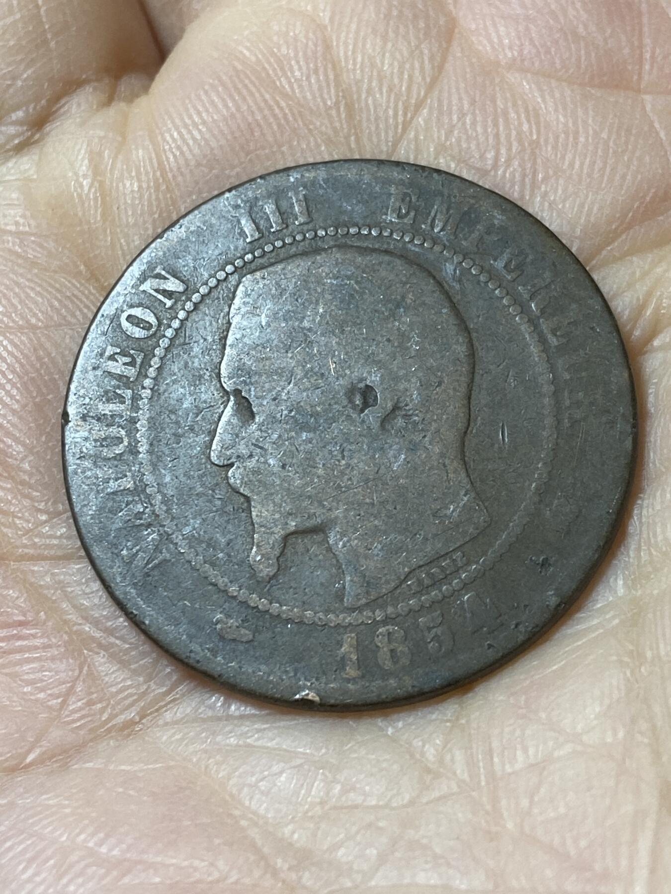 2025年第一百零八场(总第一百三十四场）外国好品散币(免佣金) 法兰西第二帝国1854年10生丁(拿破仑三世第一版，K标波尔多造)