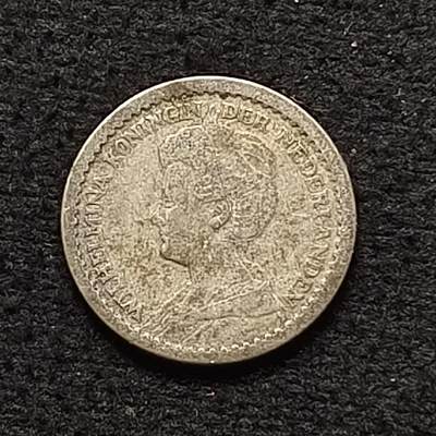 【全场包邮】纯粹捡漏拍468场 - 荷兰1914年威廉明娜女王中年像10分银币