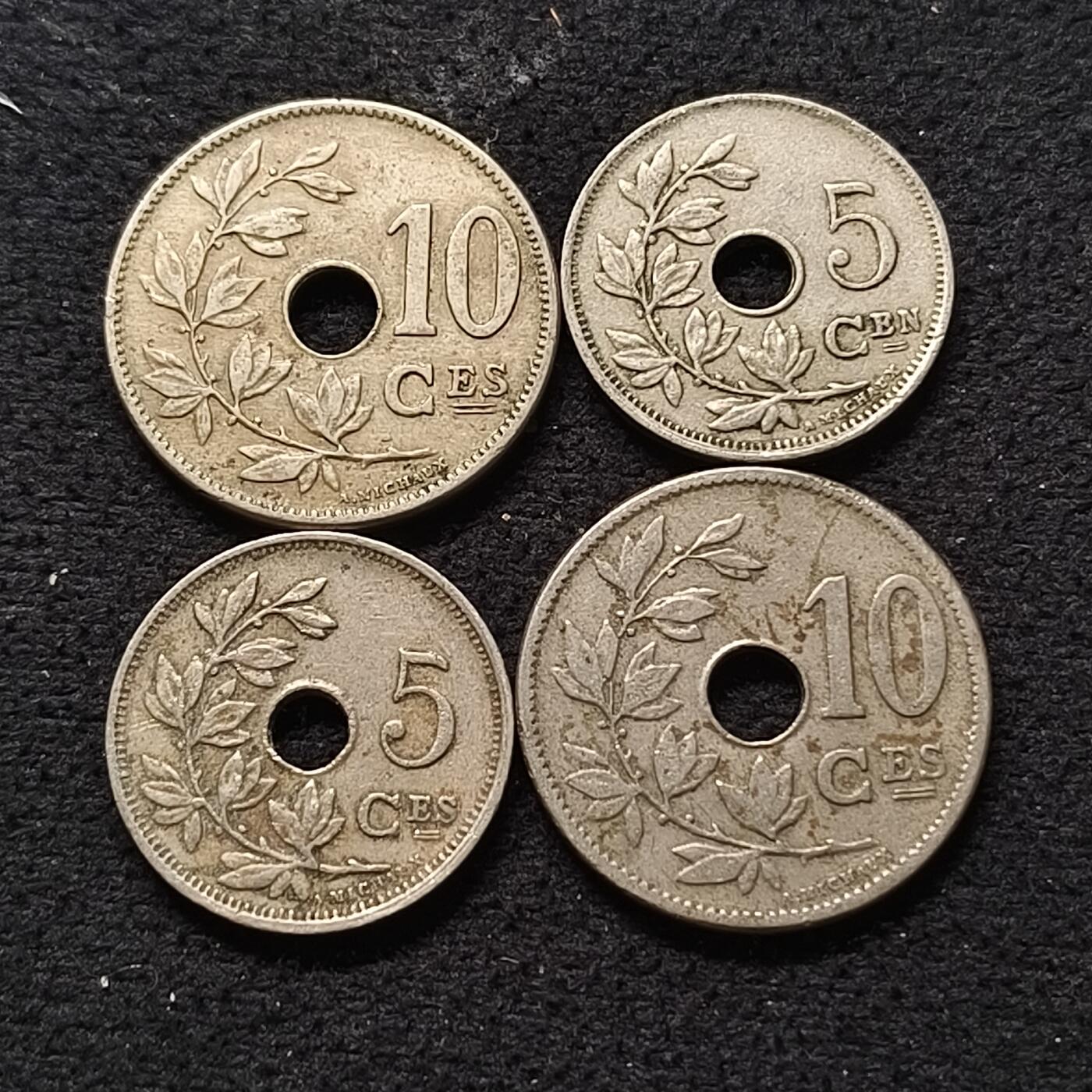 【全场包邮】纯粹捡漏拍468场 比利时1904-1928年早期各年份散币4枚一组