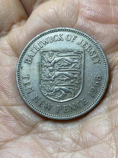 2025年第一百零八场(总第一百三十四场）外国好品散币(免佣金) - 英属泽西岛🇯🇪1968年10新便士(伊丽莎白二世中年花冠，十进制第一版首发年)