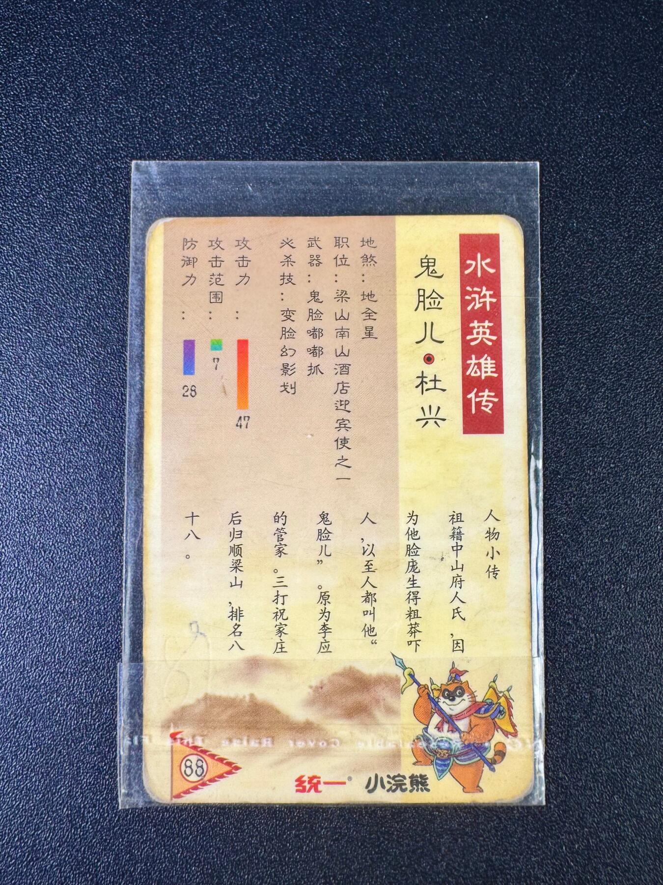 NO.12 好又多金牌大场，金戈铁马+美女如云，每周一站式配齐，方便凑单！（周6晚6点半截拍，卖家送拍0抽成！） 【怀旧经典】小浣熊1999年水浒卡 杜兴 背面无八字（品相如图 品控勿拍）