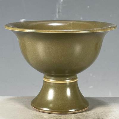 听雨轩 古玩陶瓷 - 仿古老货大明万历年制茶叶末釉高足酒杯